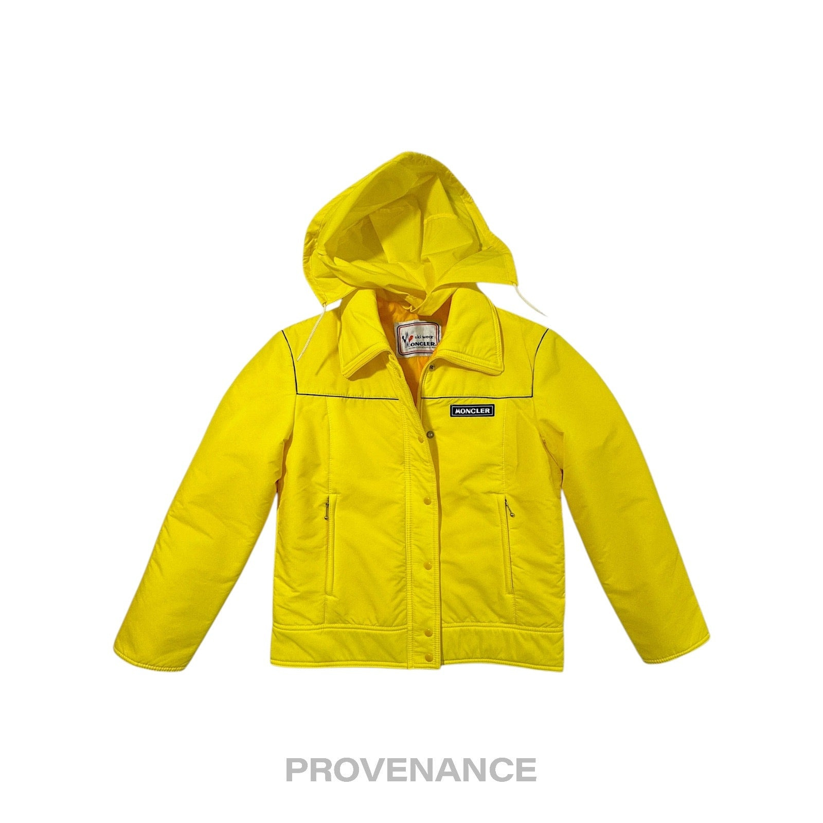 Moncler Logo Light Ski Jacket Coat - Yellow L Hood - 5