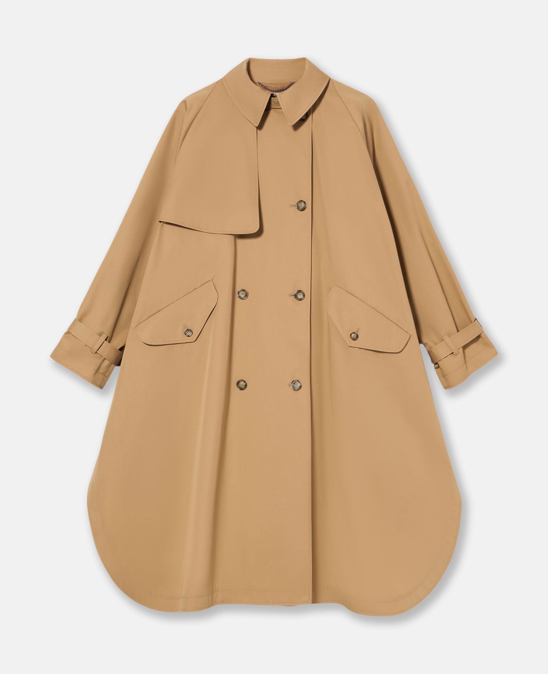 Pointed Collar A-Line Trench Coat - 1