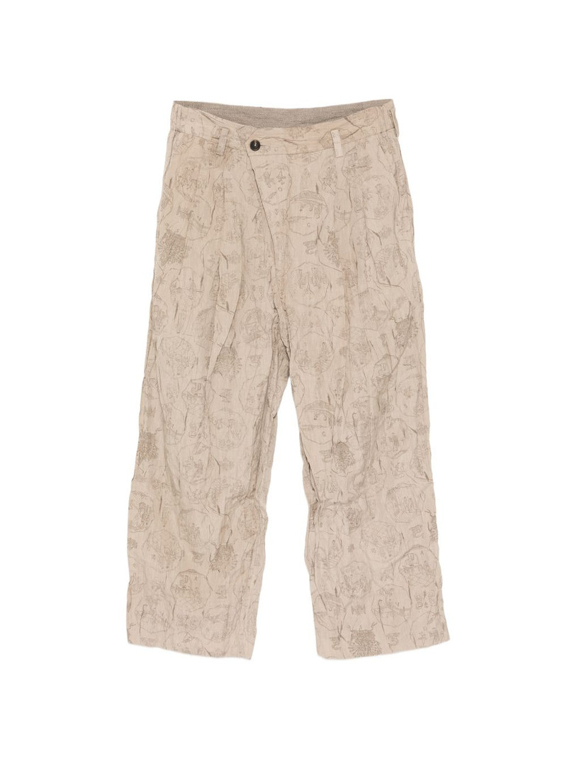graphic-print pleated trousers 1