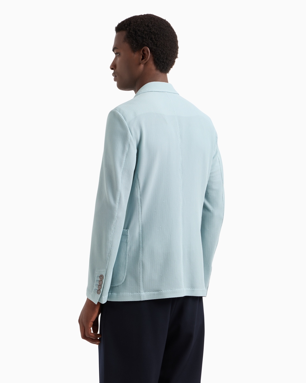 SINGLE-BREASTED JACKET IN TECHNICAL WAFFLE FABRIC - 3