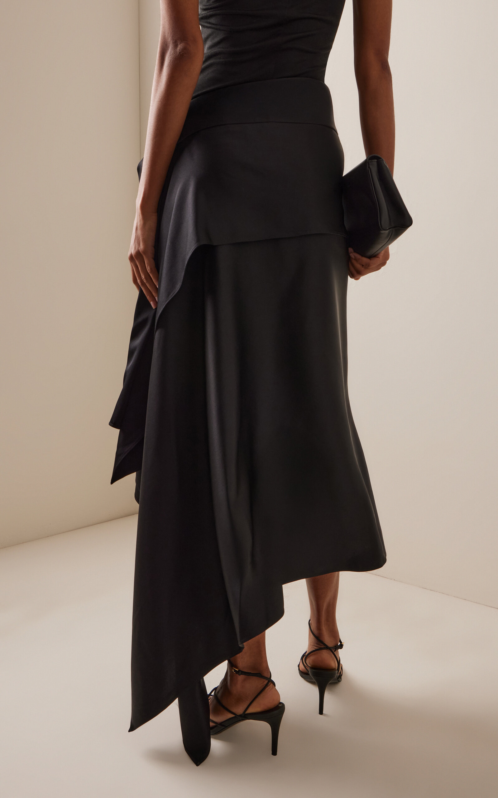 Agatha Draped Silk Maxi Skirt black - 4