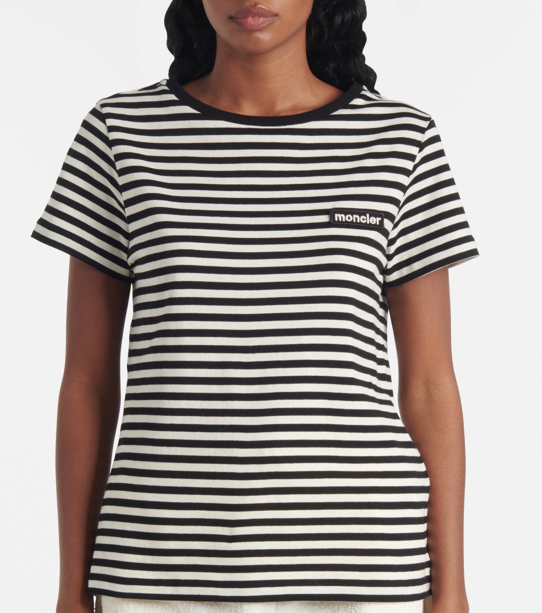 Striped logo cotton T-shirt - 5