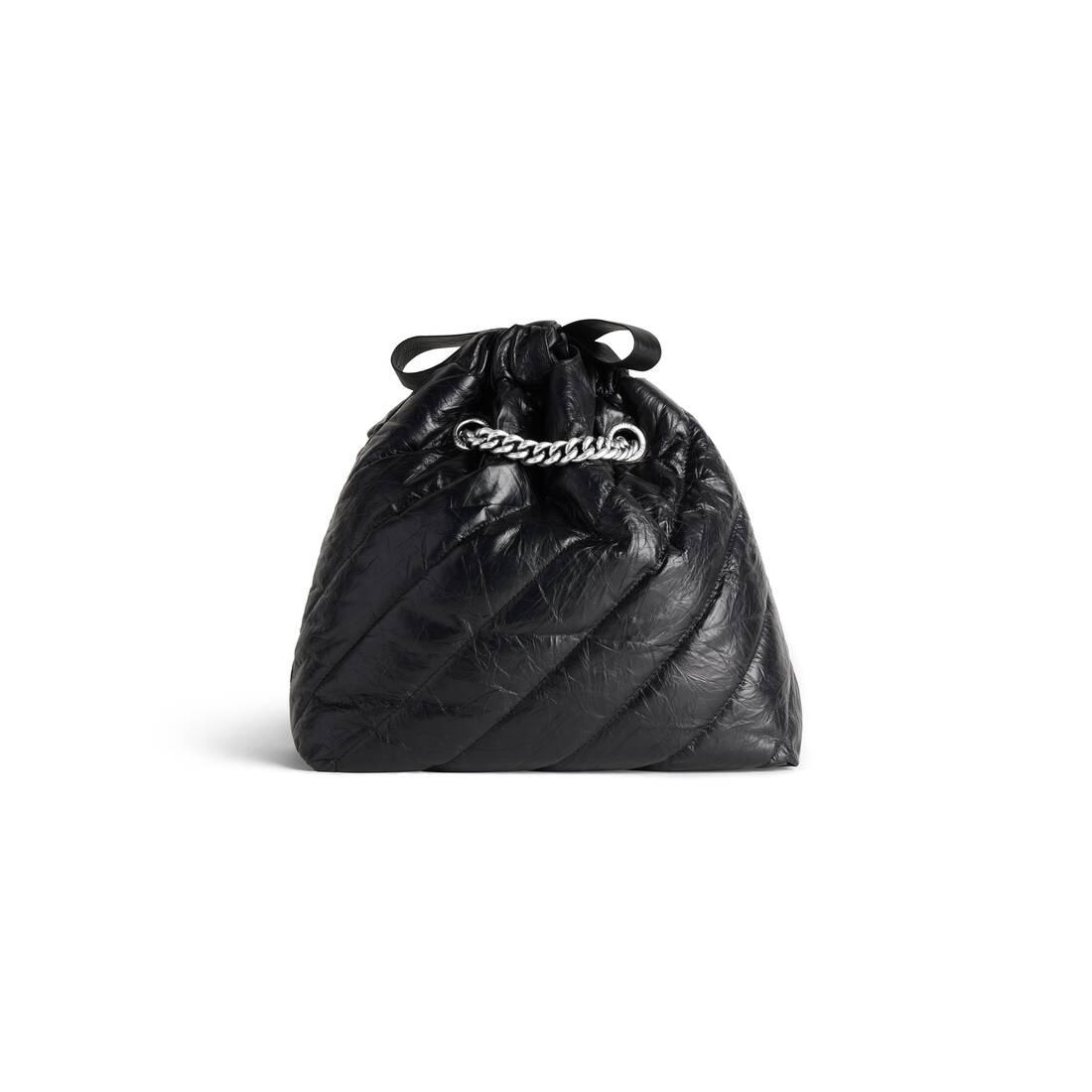 Women's Crush Small Tote Bag Quilted in Black - 6