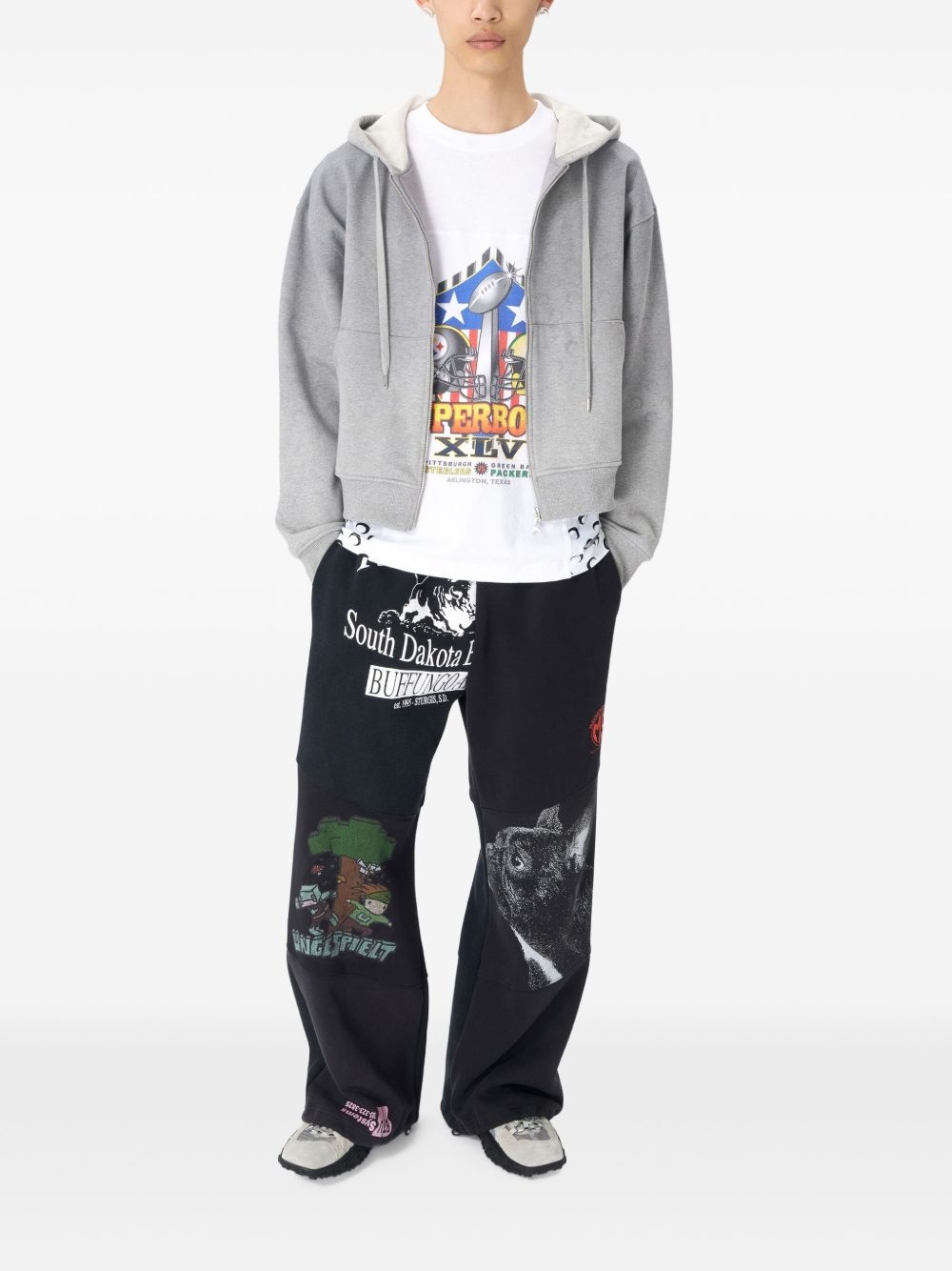 Moon-pattern fleece hoodie - 2