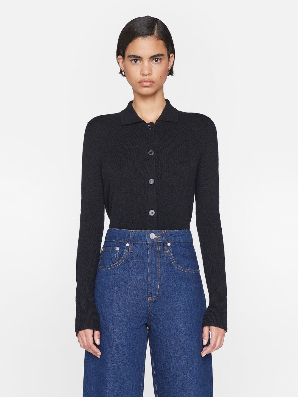 Shrunken Cashmere Cardi in Noir - 3