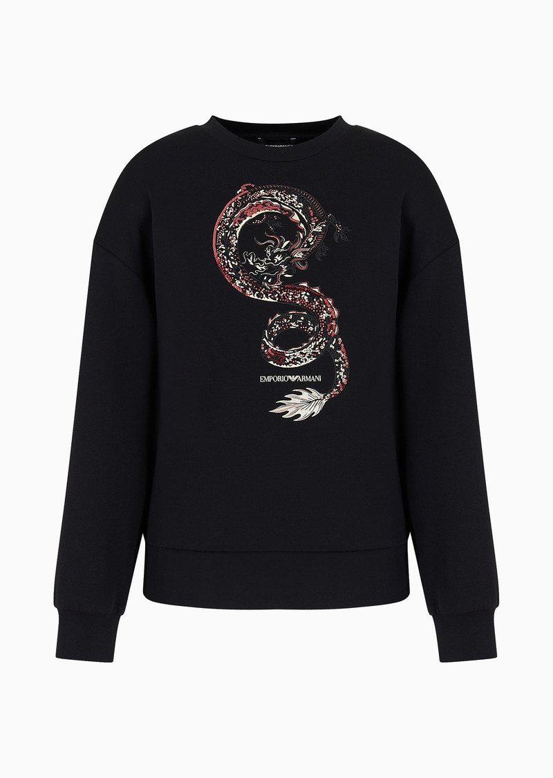 sweatshirt with oversized dragon embroidery 1