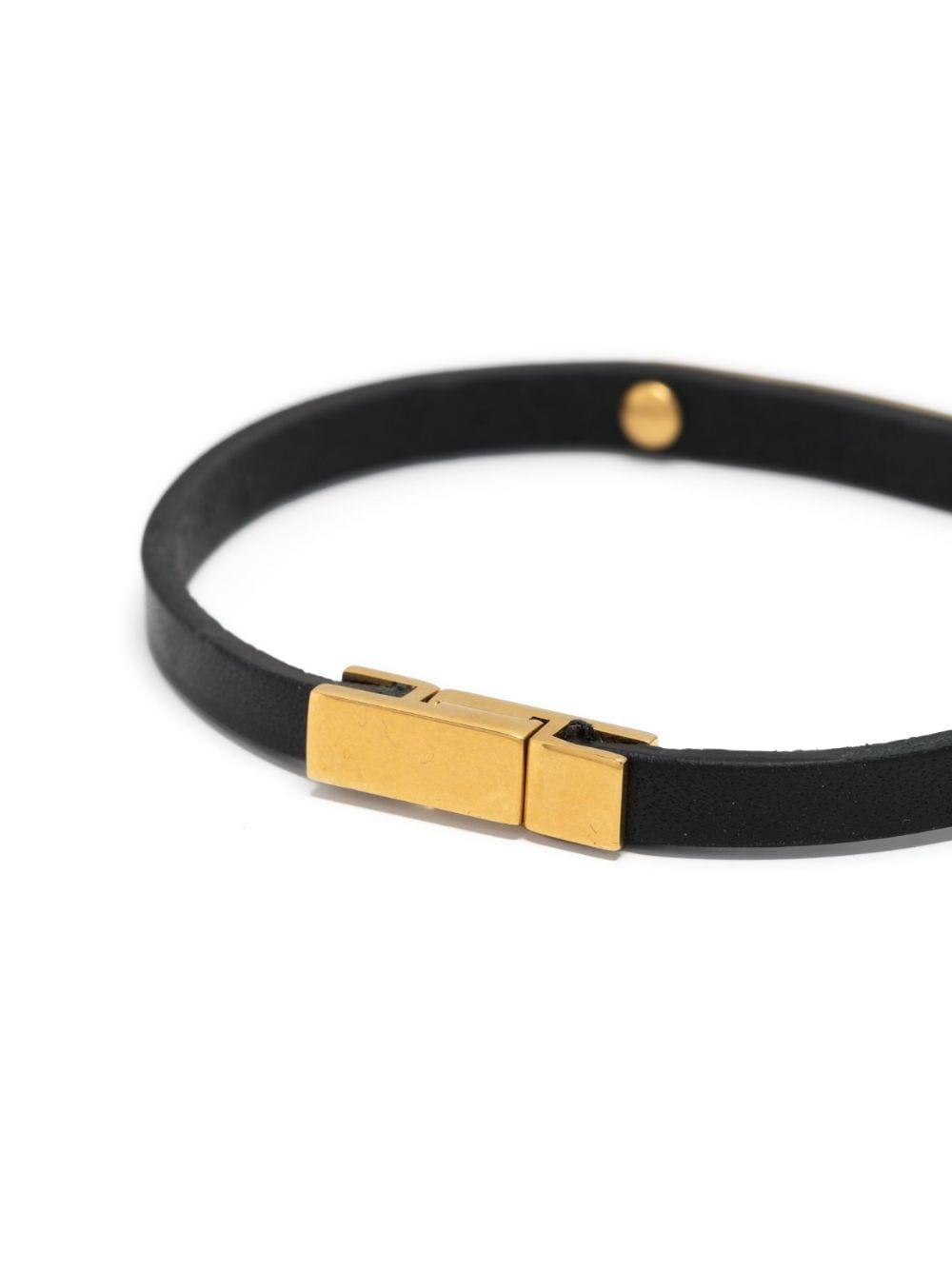 engraved-logo leather-band bracelet - 3