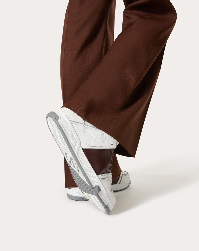 Valentino OPEN SKATE CALFSKIN AND FABRIC SNEAKER outlook