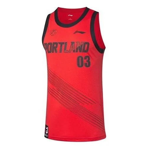 Li-Ning C.J. McCollum-1 Basketball Jersey 'Red Black' AAYQ095-6 - 1