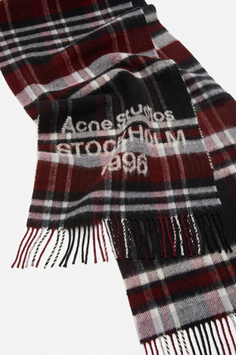 Logo scarf with fringe - Black/burgundy 3