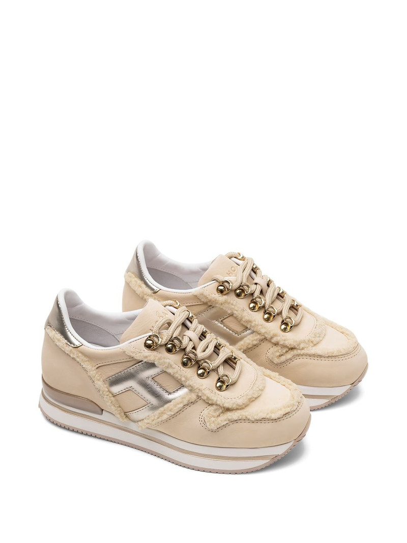 HOGAN metallic-trimmed shearling sneakers outlook