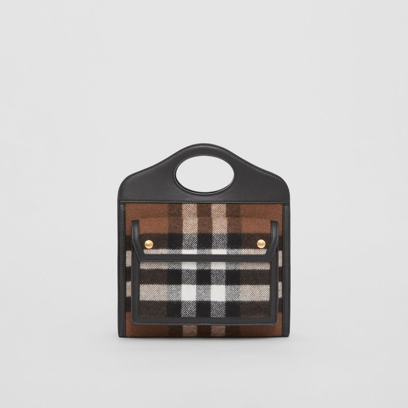 Mini Check Cashmere and Leather Pocket Bag 1