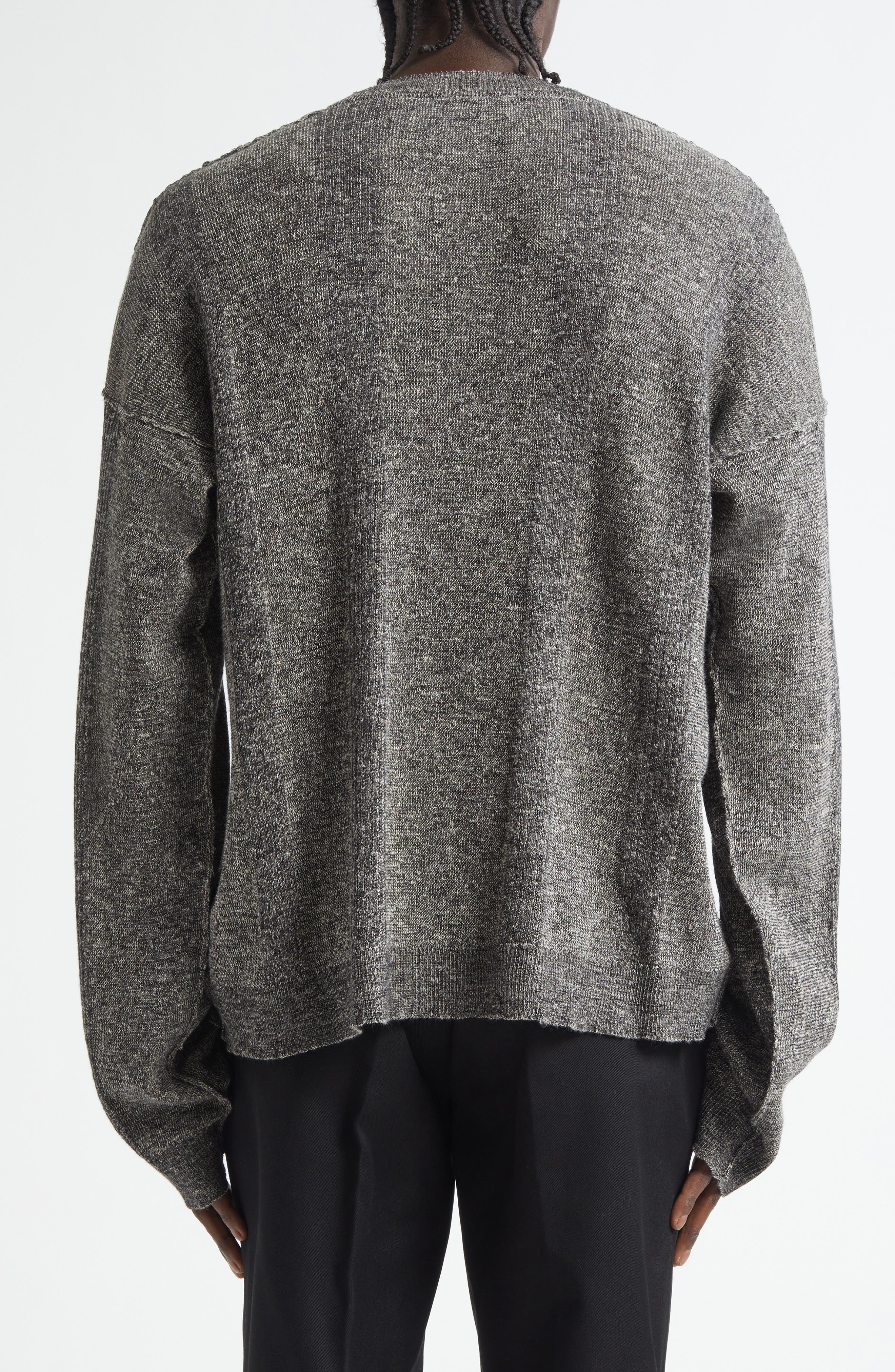 Maison Margiela Linen & Cotton Blend V-Neck Sweater in Black at Nordstrom - 2