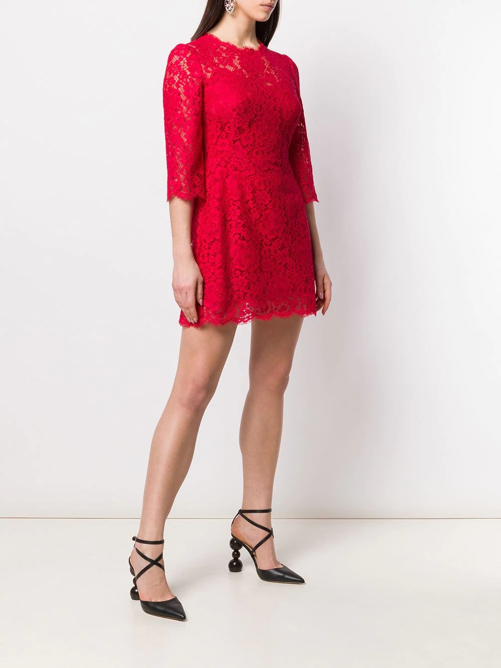 floral lace mini dress - 3