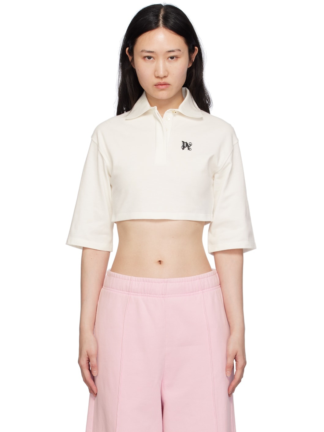White Cropped Polo - 1