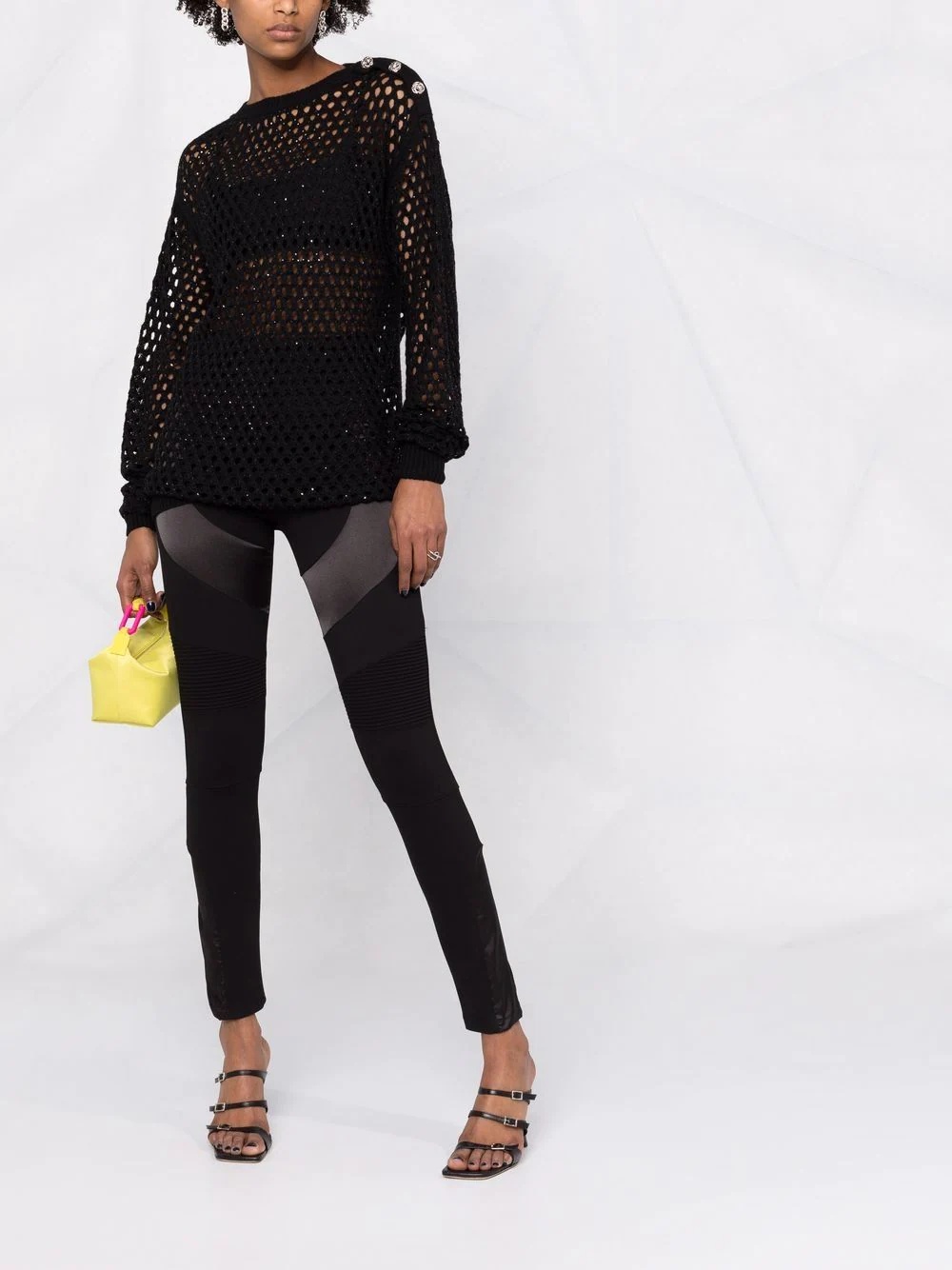 panelled cotton leggings - 2