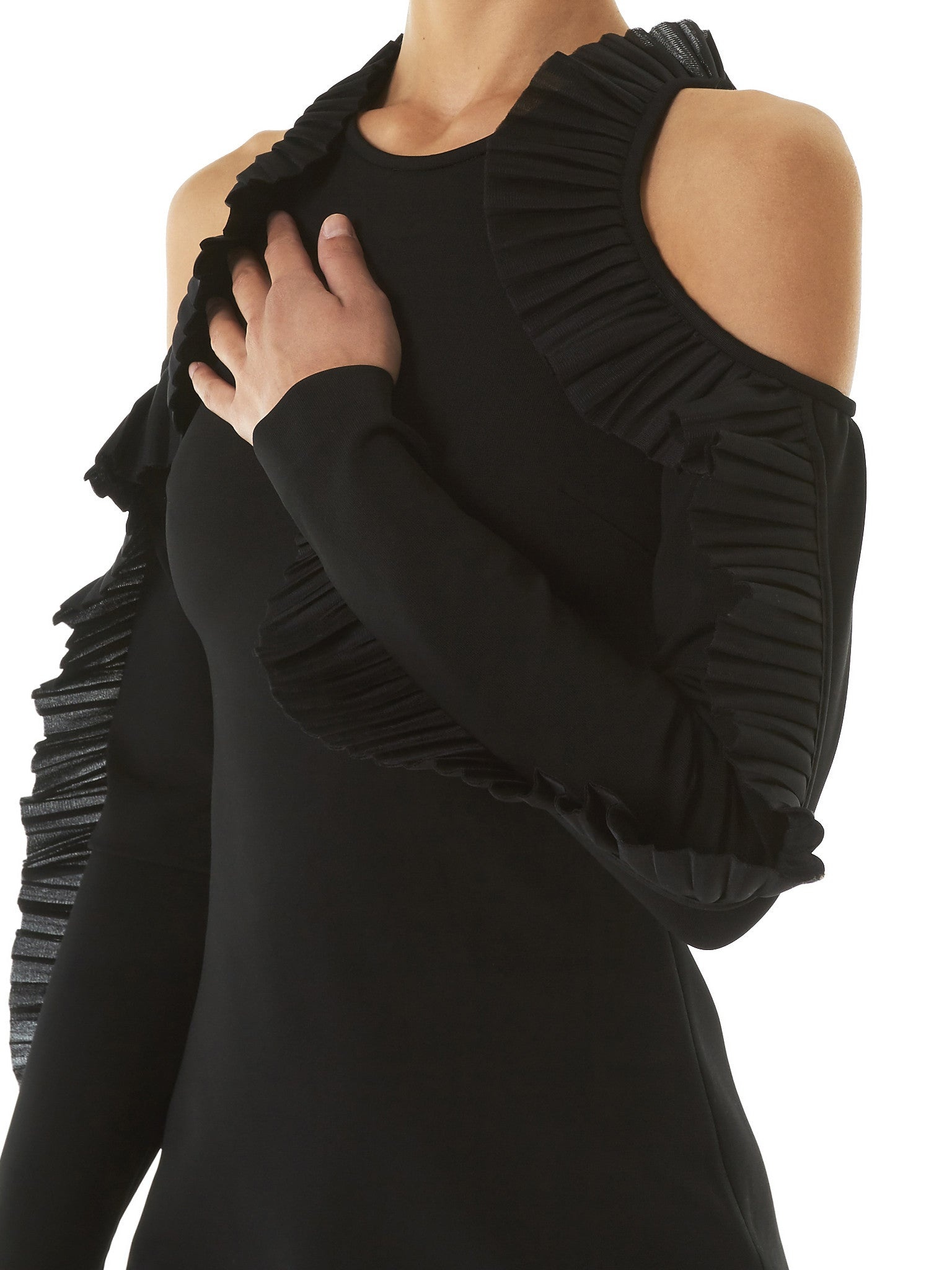 Open-Shoulder Ruffled Dress - 5