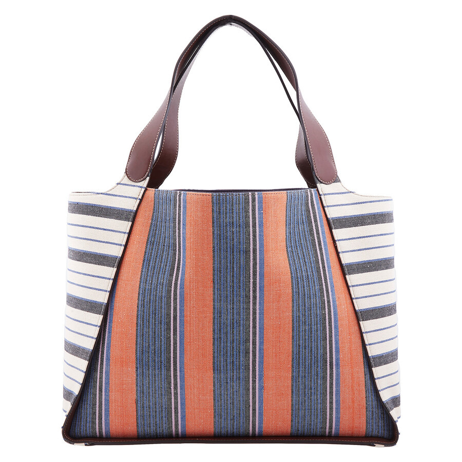 Stella McCartney Striped Logo Embroidered Cotton Tote Bag - 3
