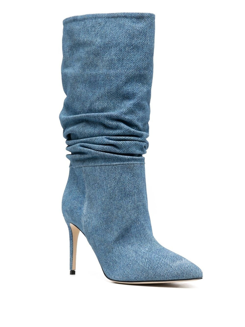 PARIS TEXAS 98mm pointed-toe denim boots outlook