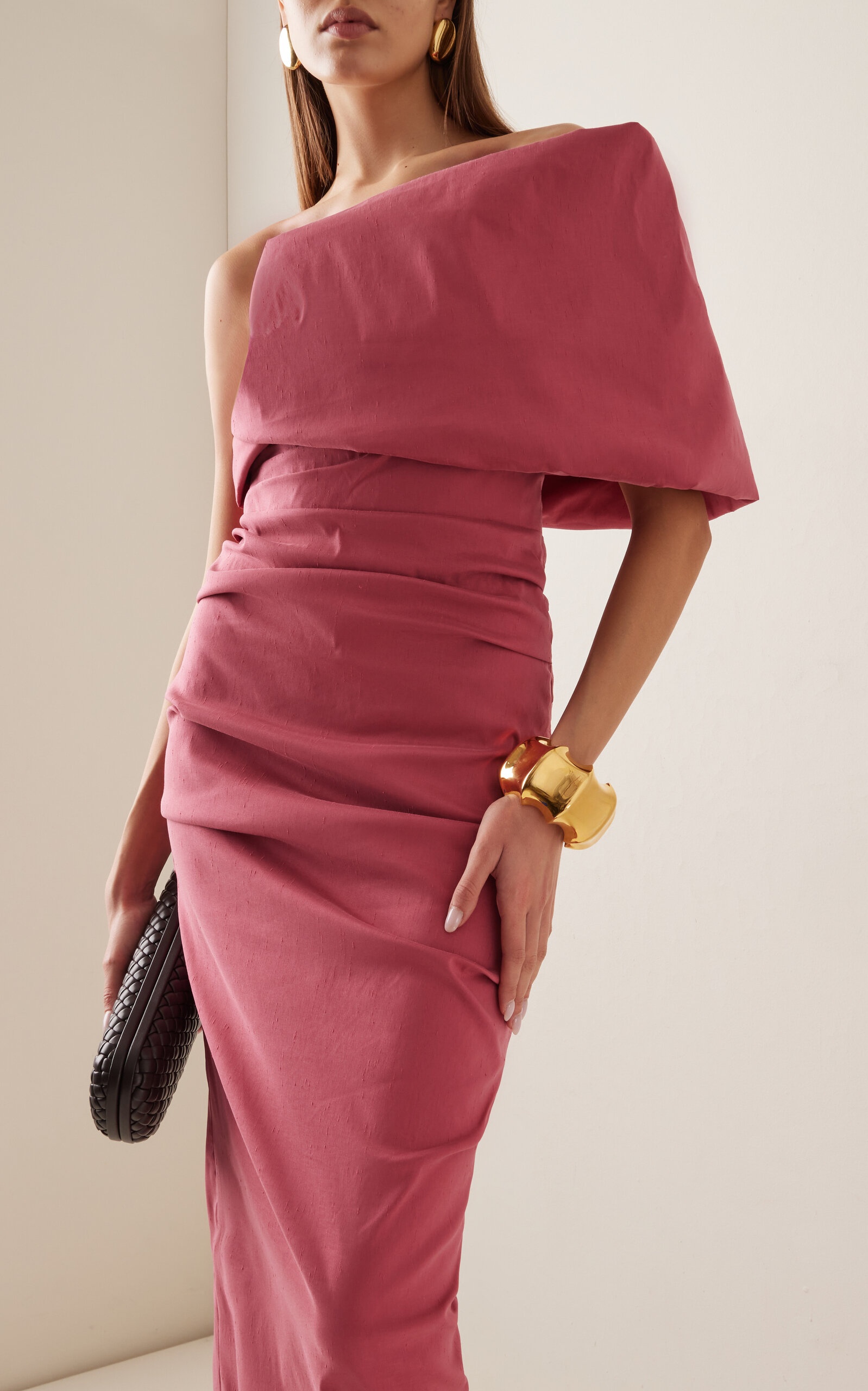 Kat One-Shoulder Shantung Gown pink - 2