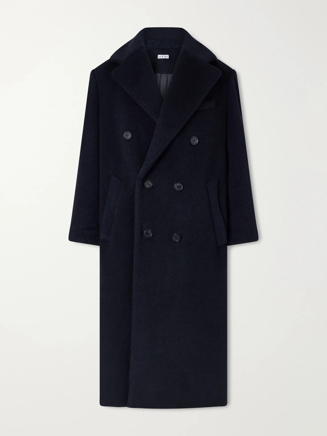 Double-Breasted Wool and Lama-Blend Coat - 1