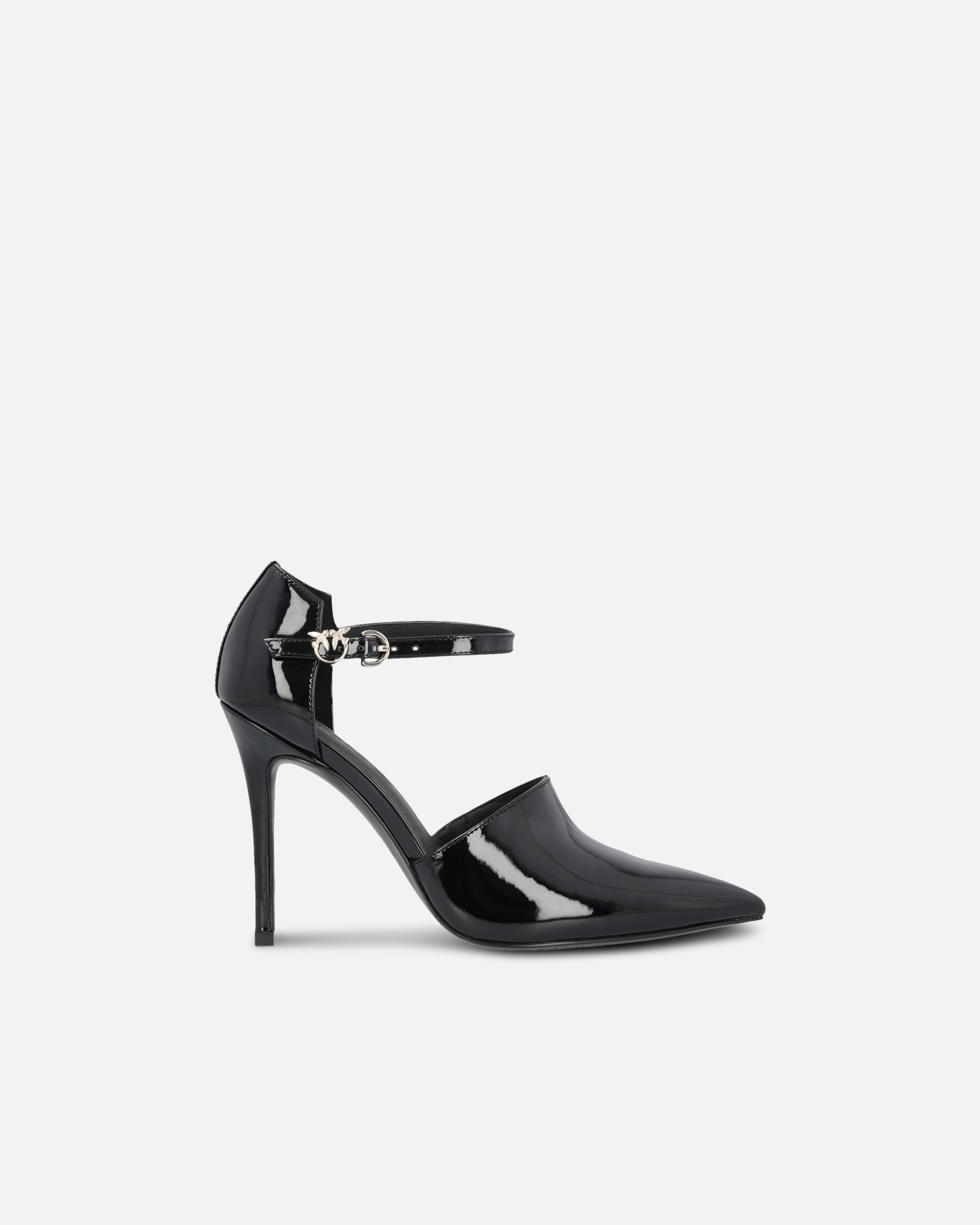 SHINY SHOES WITH HEEL AND FRONT STRAP - 1