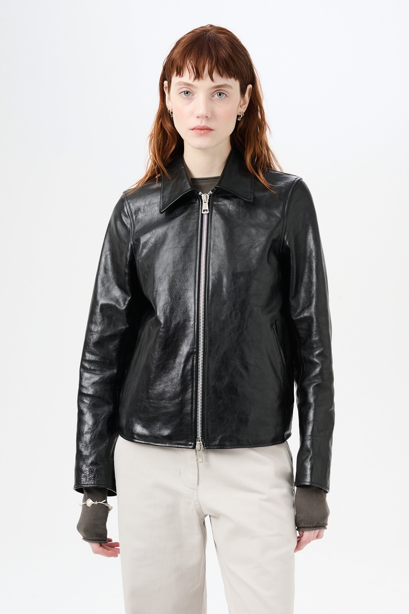Mini Jacket Top Dyed Black Leather - 3