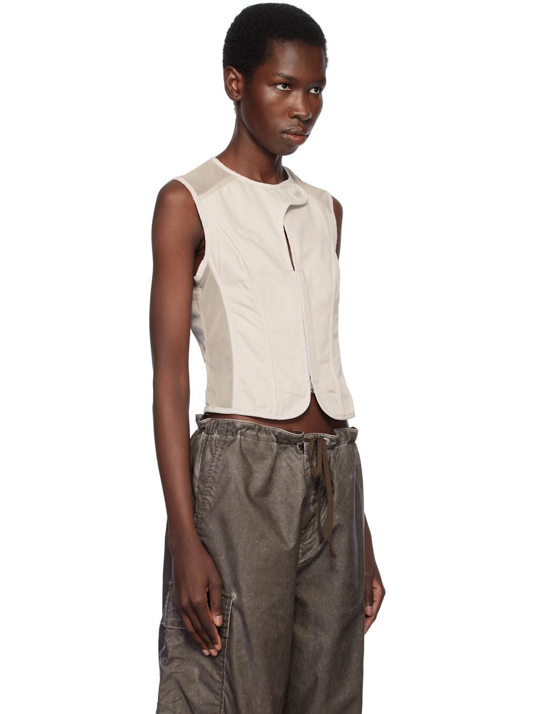 Gray Sateen Corset Vest - 2