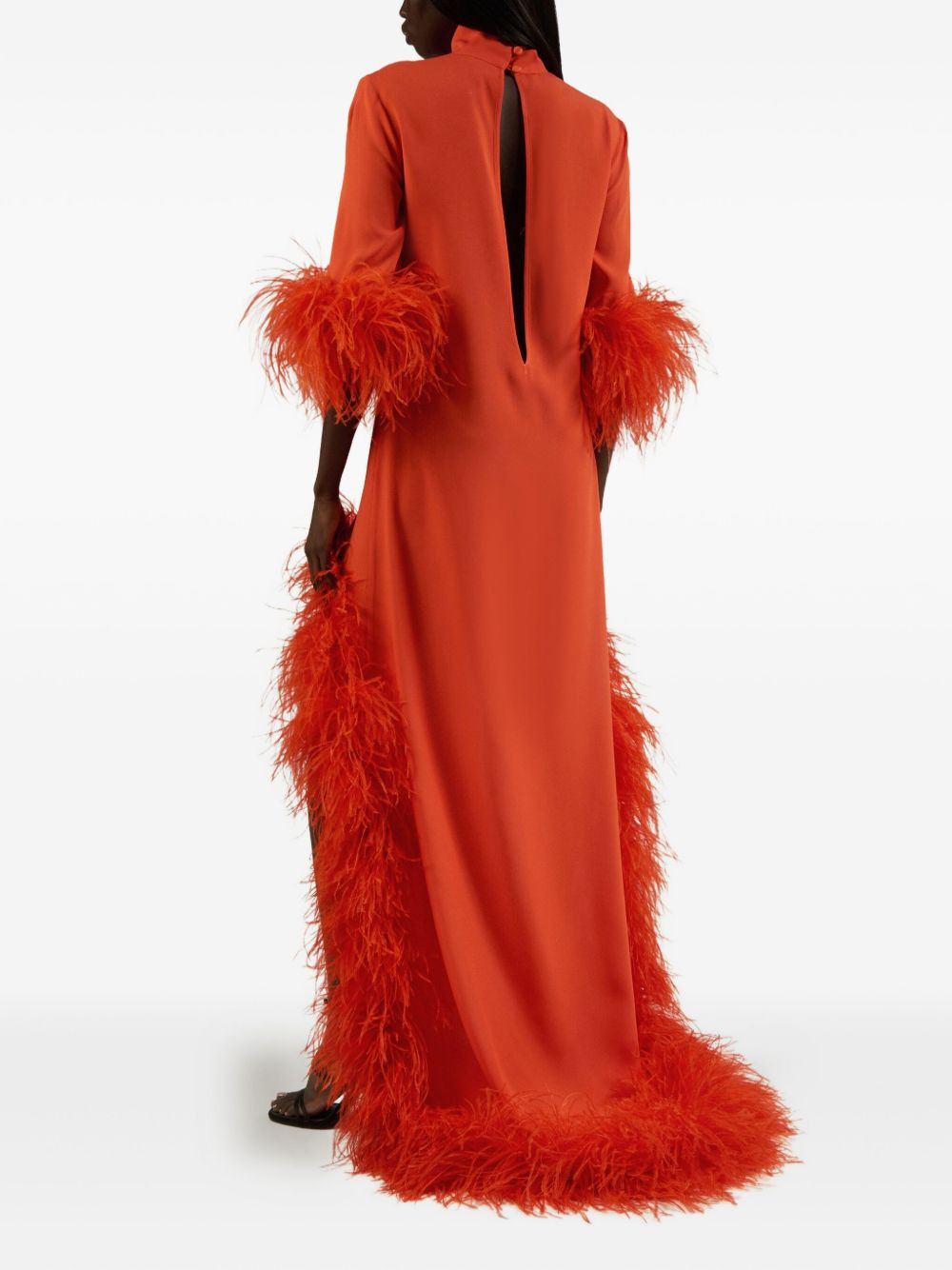 Gina Extravaganza feather-trimmed high-low dress - 3