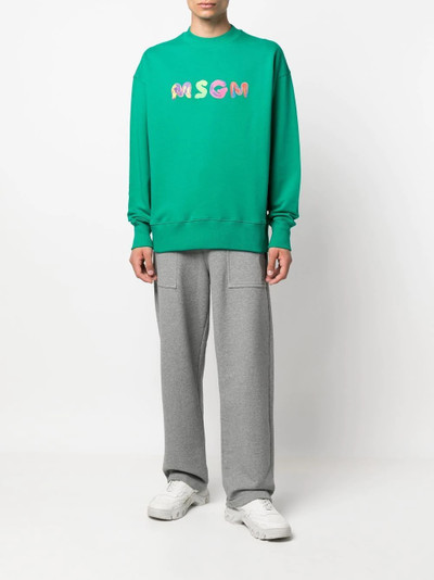 MSGM logo-print crew-neck sweatshirt outlook