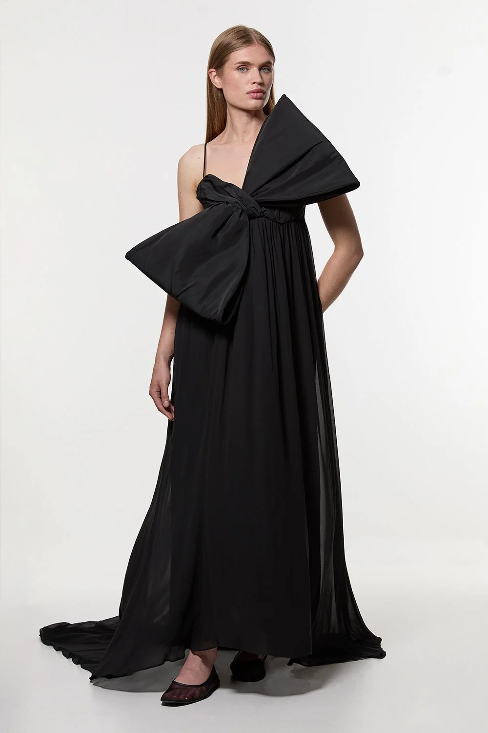 Tall Taffeta Bow Detail Woven Maxi Dress - 1