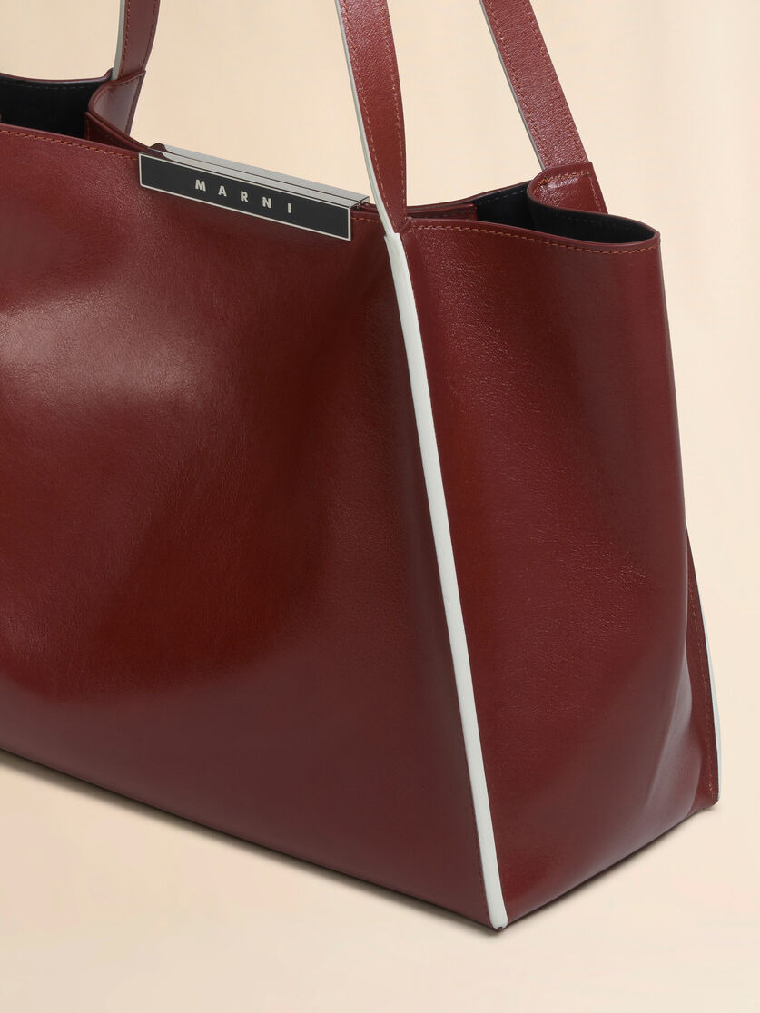 BROWN LEATHER CRESTA E/W SMALL TOTE BAG - 5