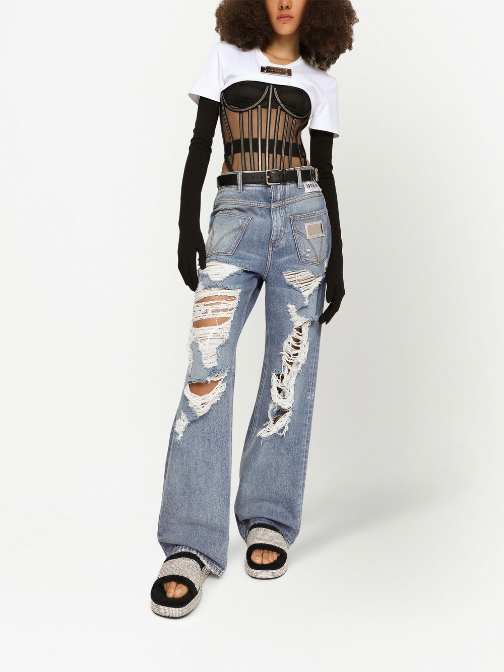 KIM DOLCE&GABBANA crystal-embellished bustier-style bodysuit - 2
