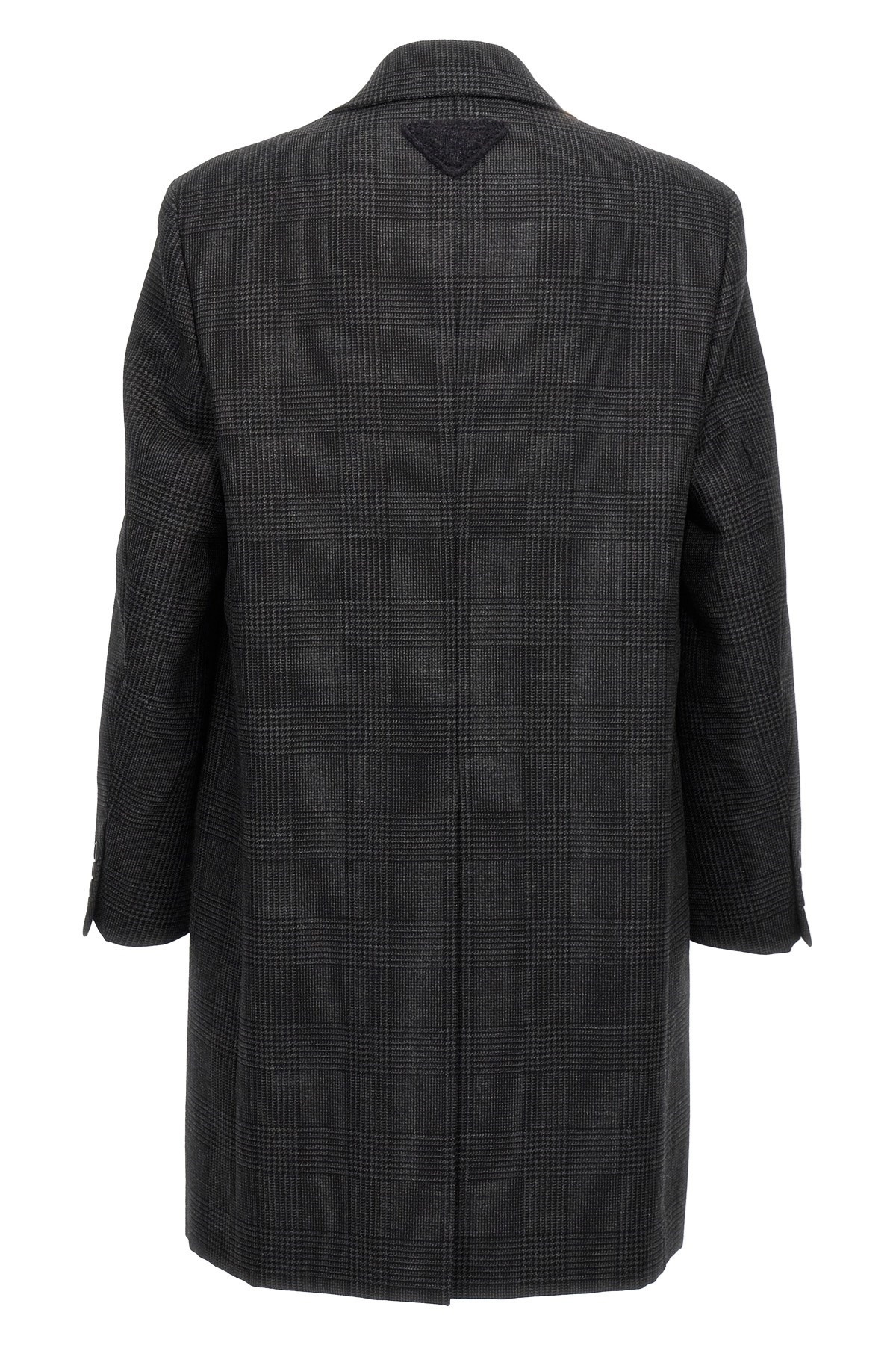 Check single-breasted coat - 3
