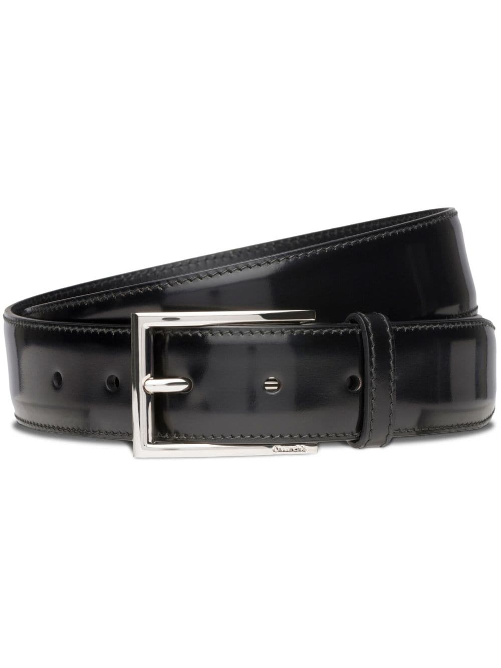 polished buckle-fastening leather belt - 1