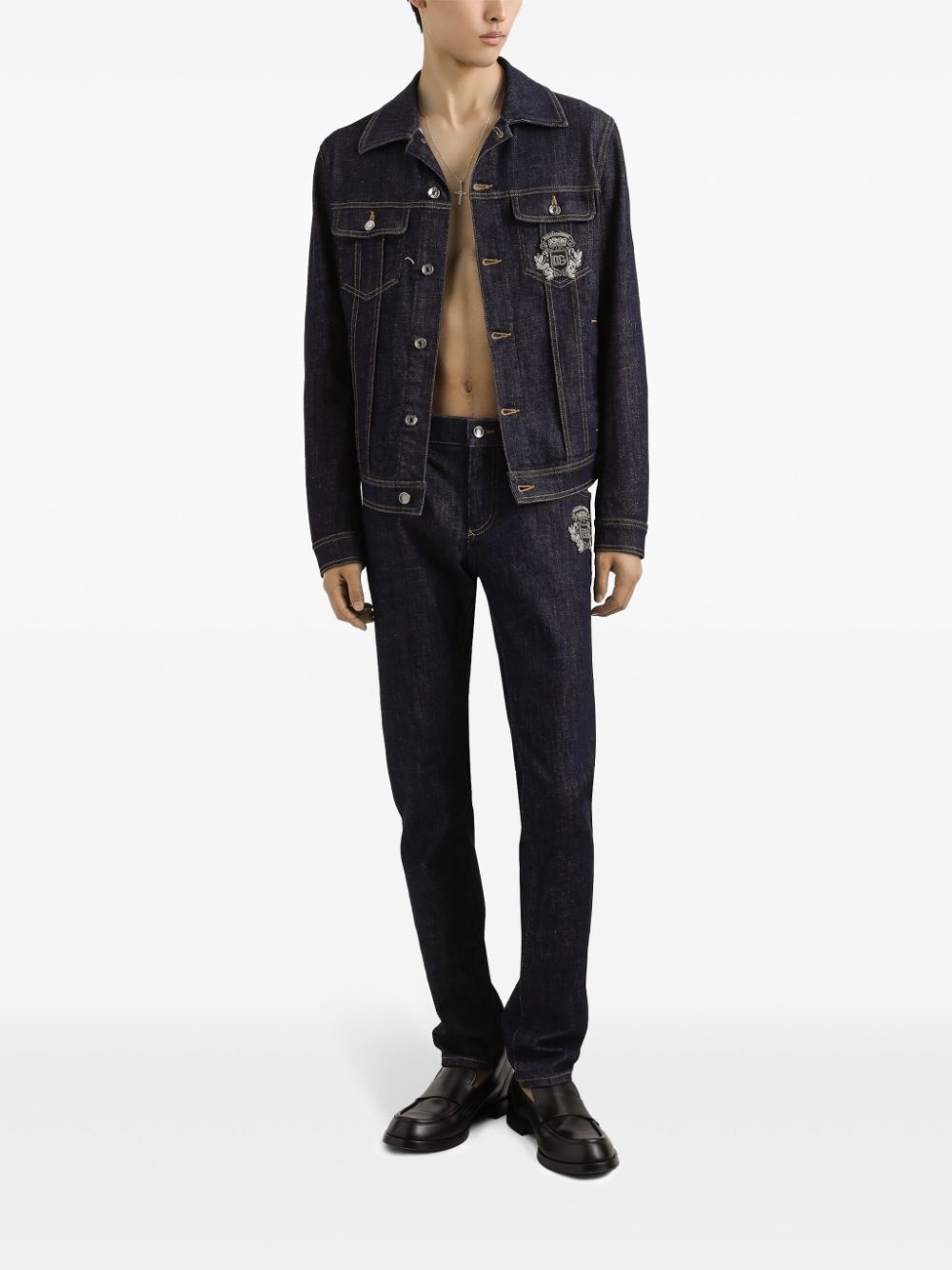 logo-appliqué skinny jeans - 2