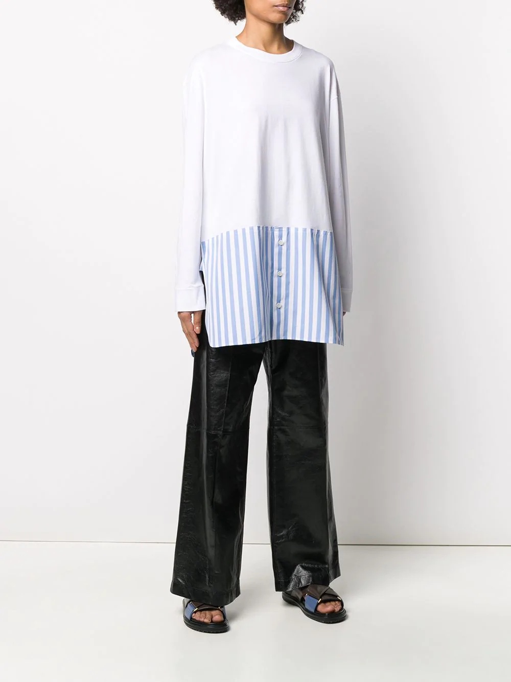 striped hem long-sleeved T-shirt - 3