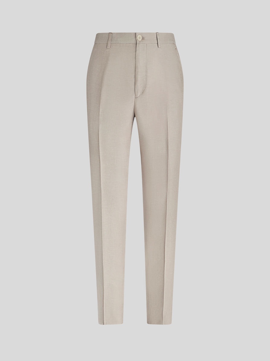 LINEN TROUSERS WITH TUCKS - 1