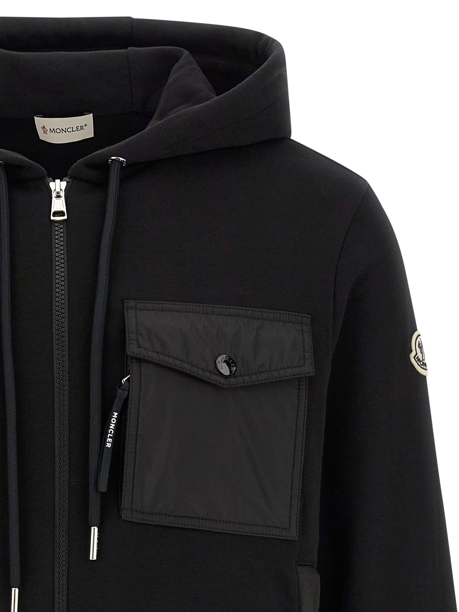 Nylon Insert Hoodie Sweatshirt Black - 3
