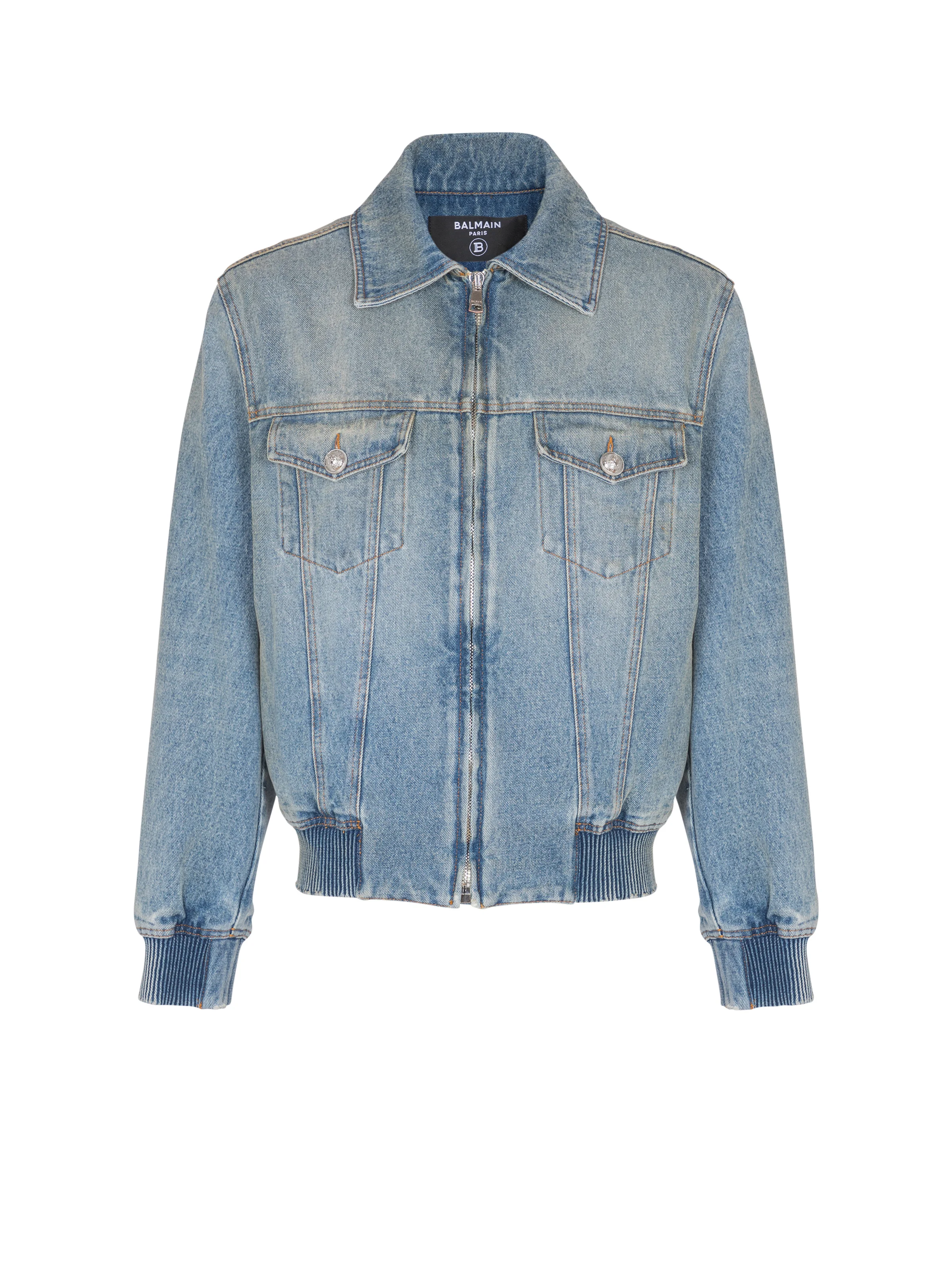 Cropped lined denim jacket - 1