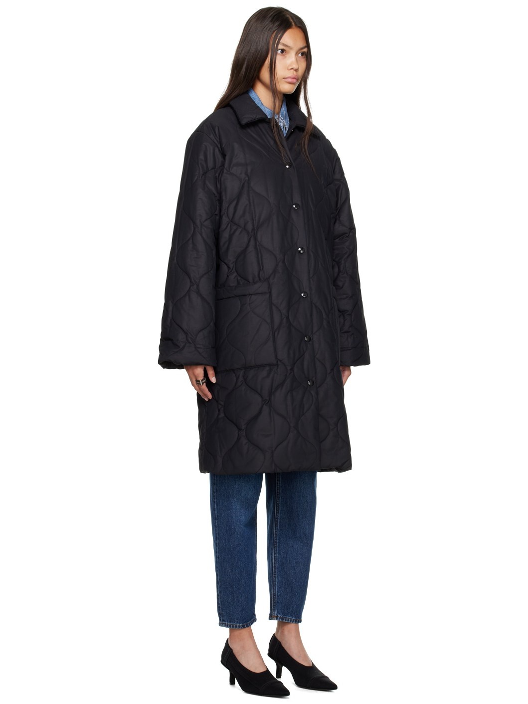 A.P.C. Black Sarah Coat | ssense | REVERSIBLE