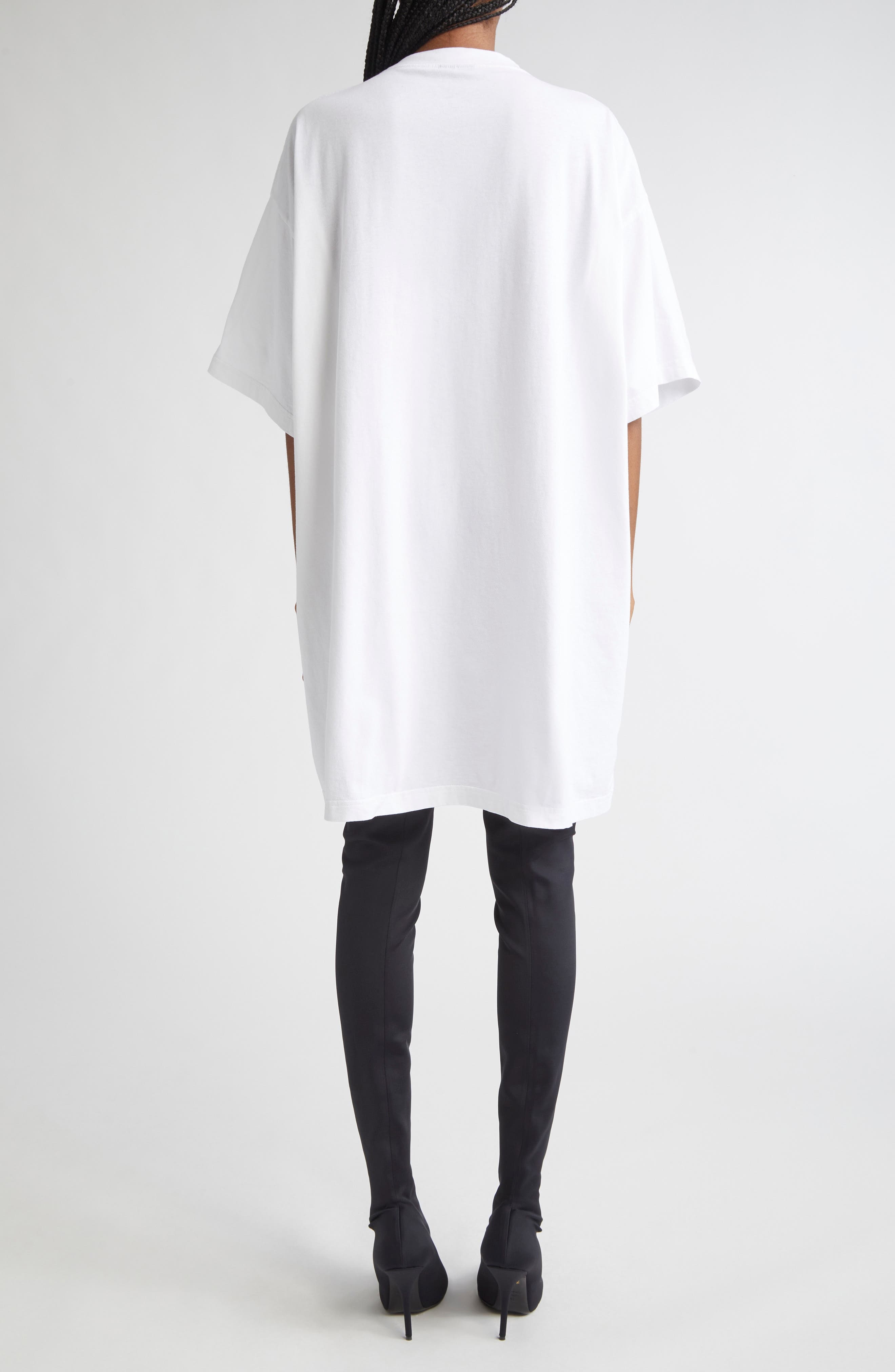 Balenciaga Patched City of Angels Graphic T-Shirt Dress in 9060 Dirty White/White at Nordstrom - 2