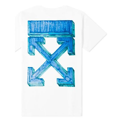 Off-White Marker Short-Sleeve Slim Tee 'White/Blue' OMAA027E20JER0050145 - 2