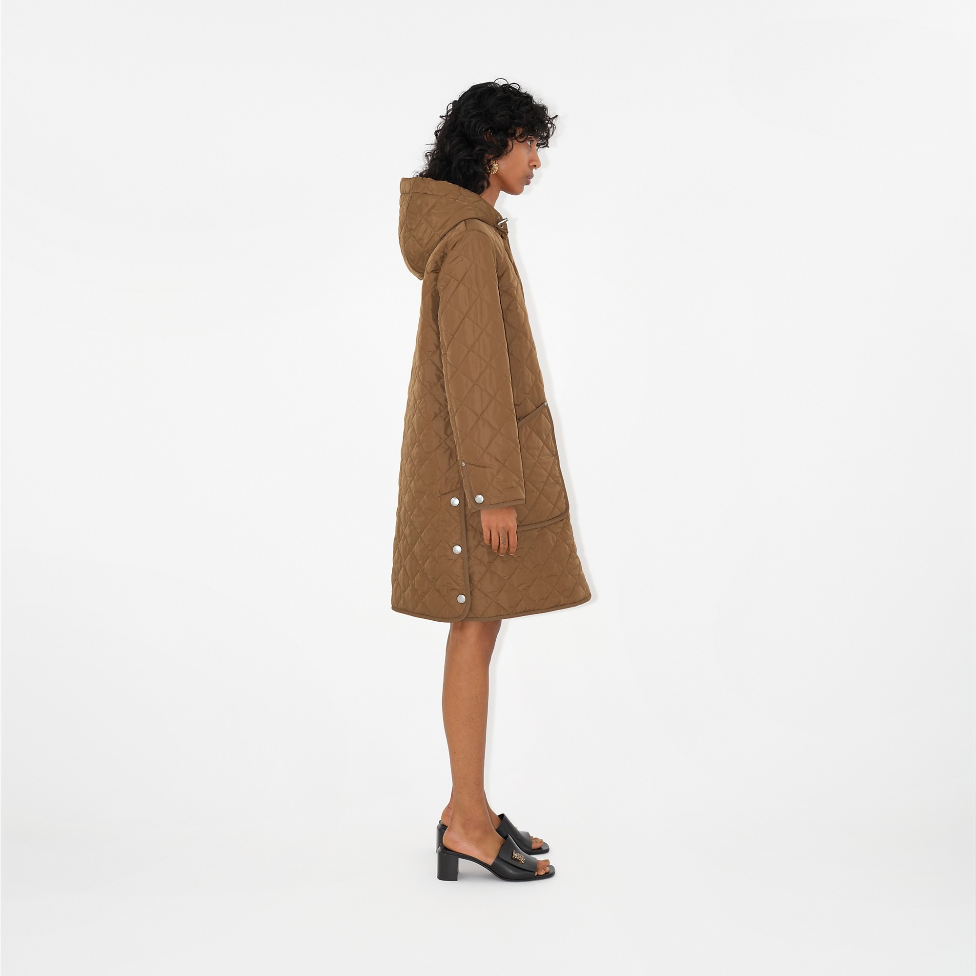 Quilted Nylon Hooded Coat - 3