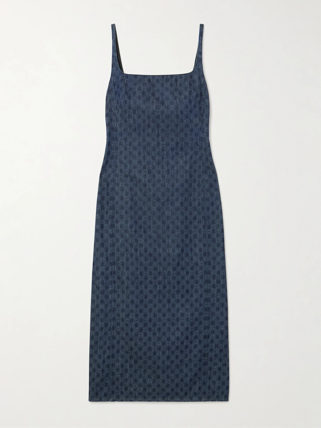 Printed Denim Midi Dress - 1