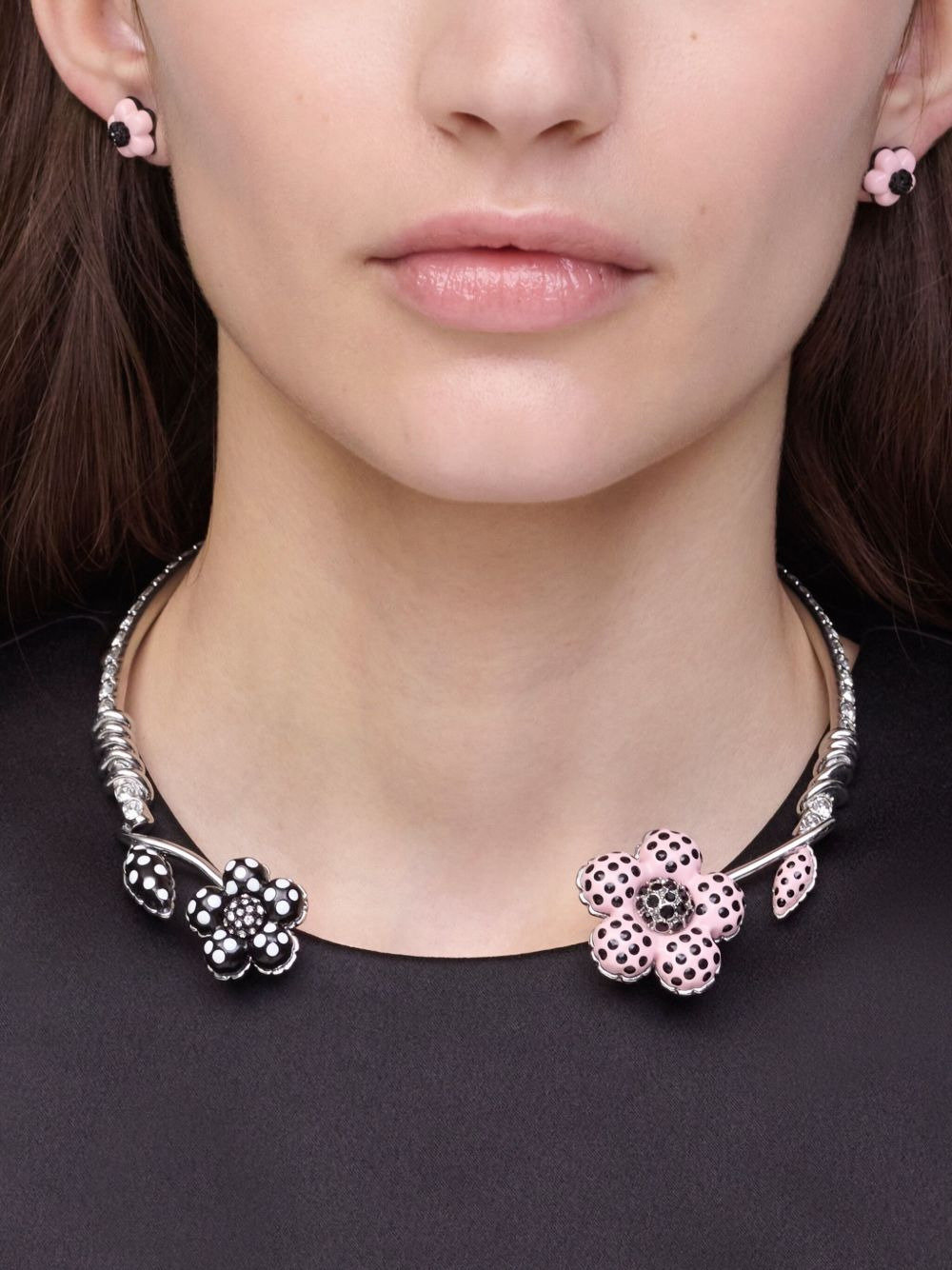 crystal-embellished flower necklace - 2