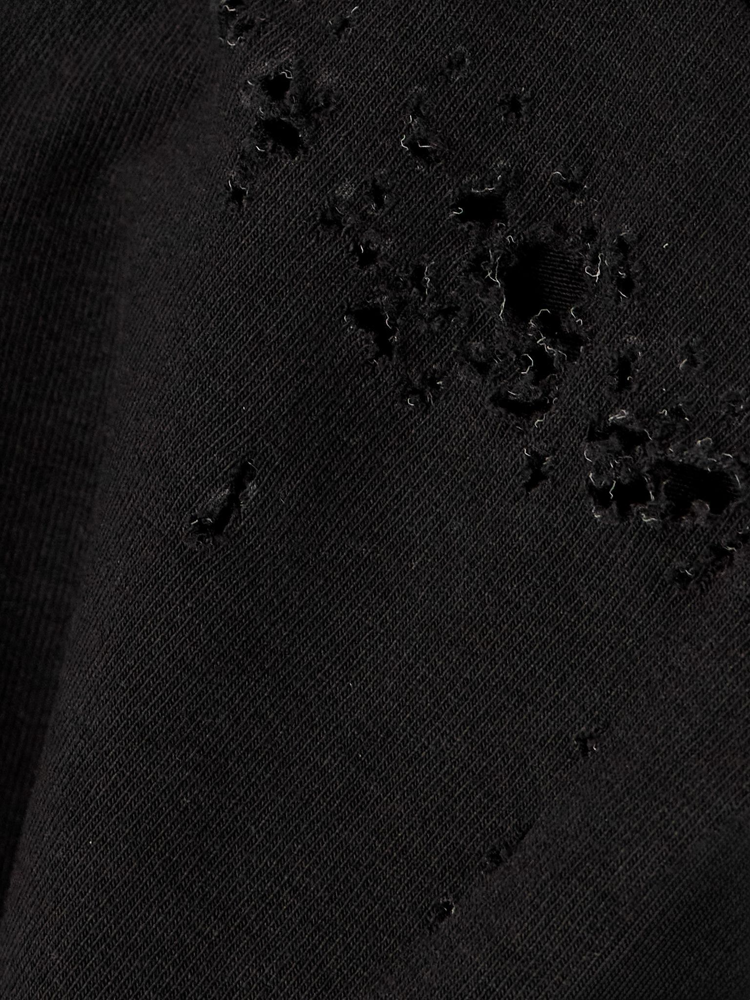 Distressed printed cotton-blend jersey hoodie Black - 4