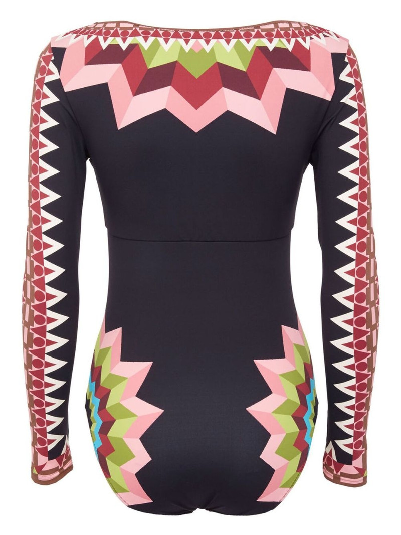 La DoubleJ Sunset geometric-print one-piece outlook