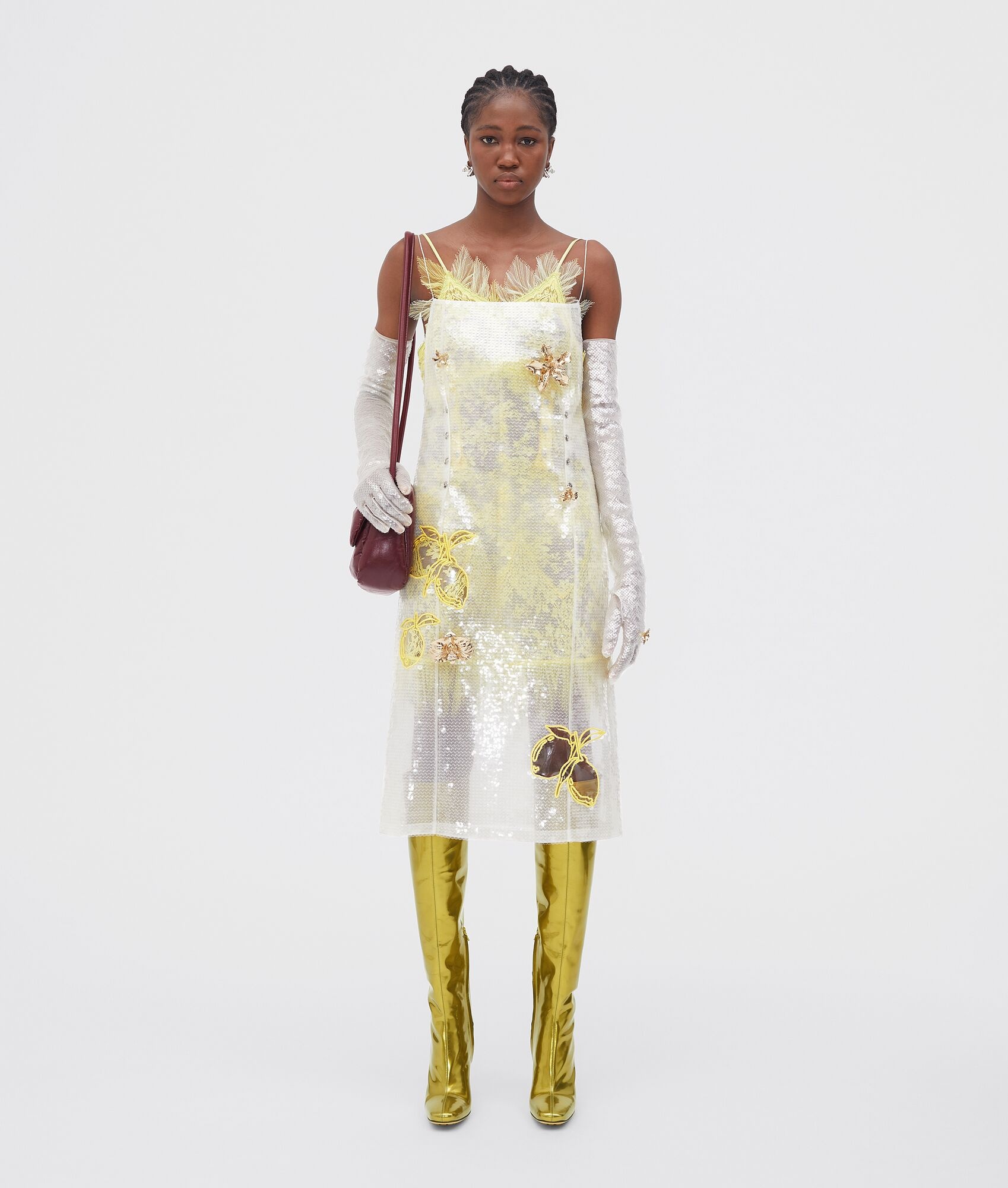 sheer jersey dress with all-over sequins - 1