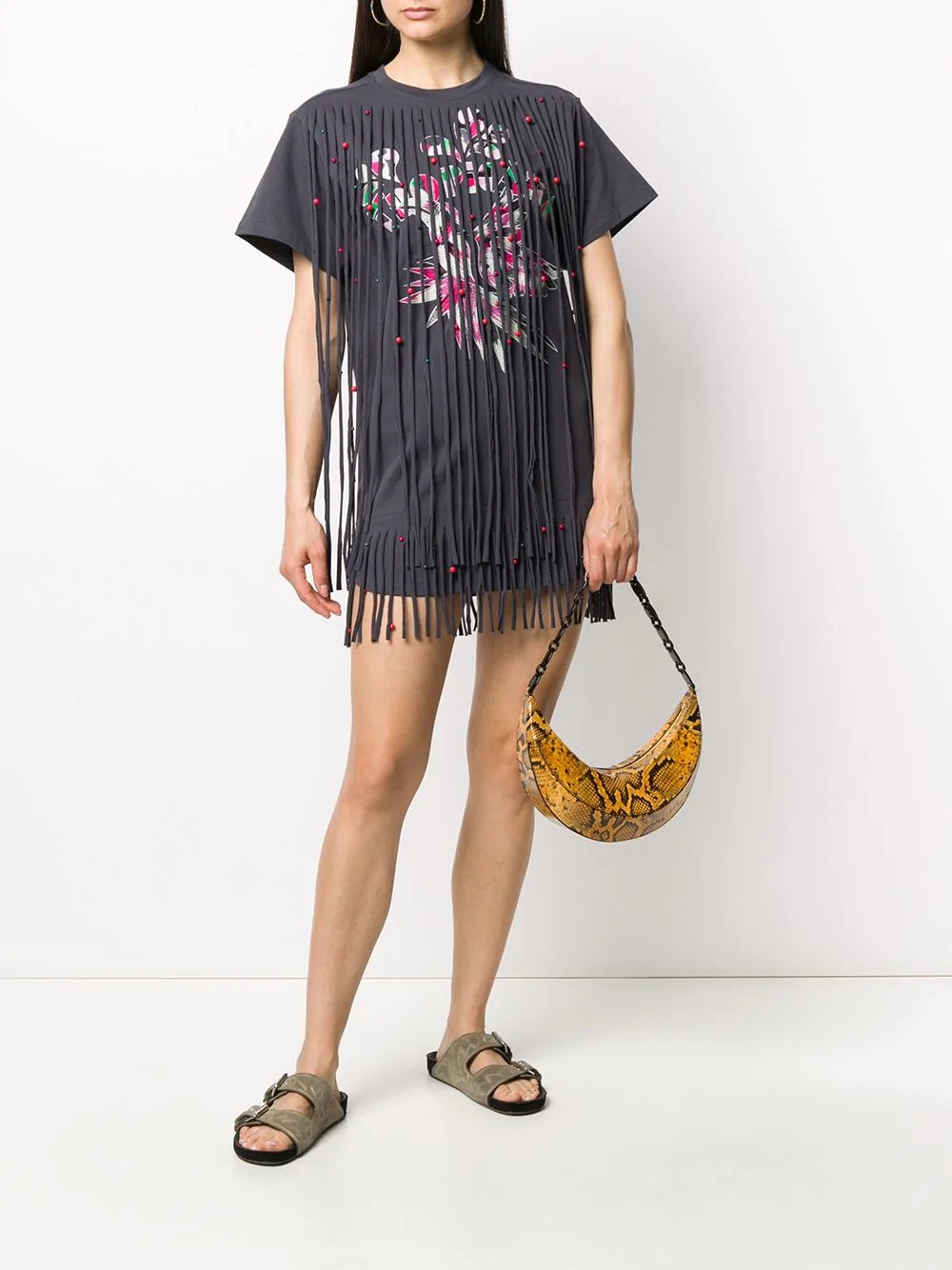 fringe front T-shirt - 2